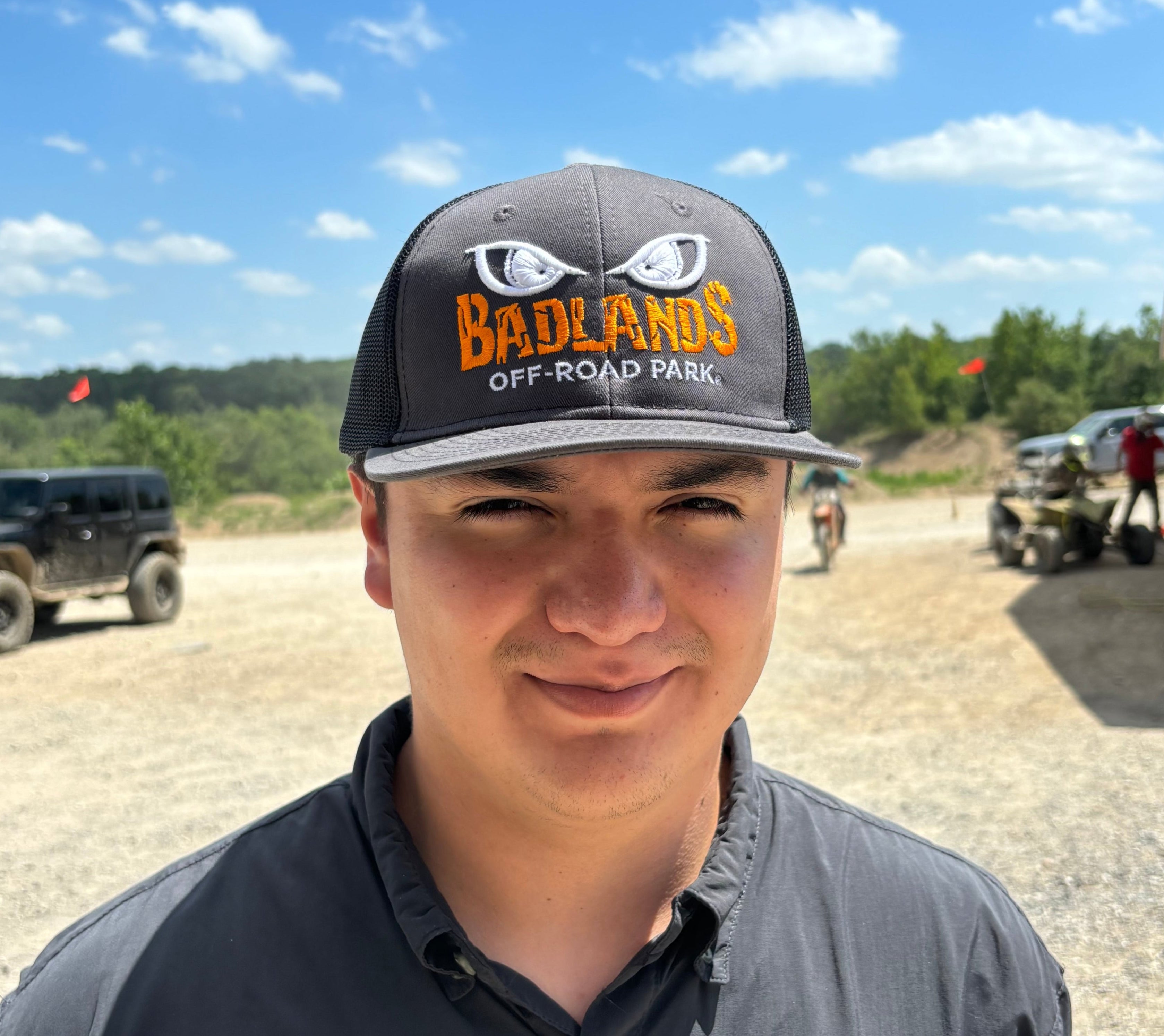 Badlands Grey and Orange Puff FlatBill Hat