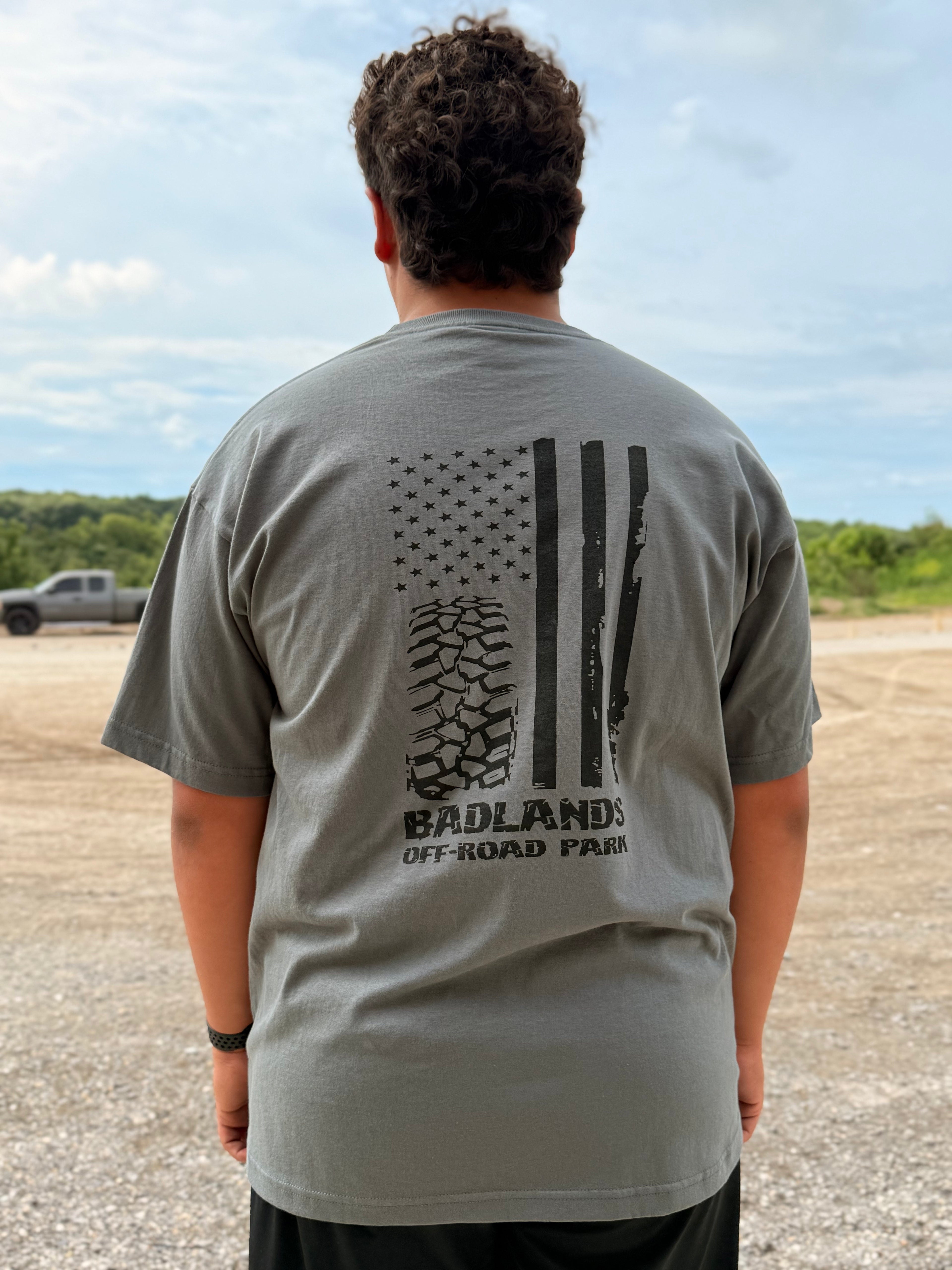 Badlands 30th Anniversary Tire Flag T-Shirt Gray/Black