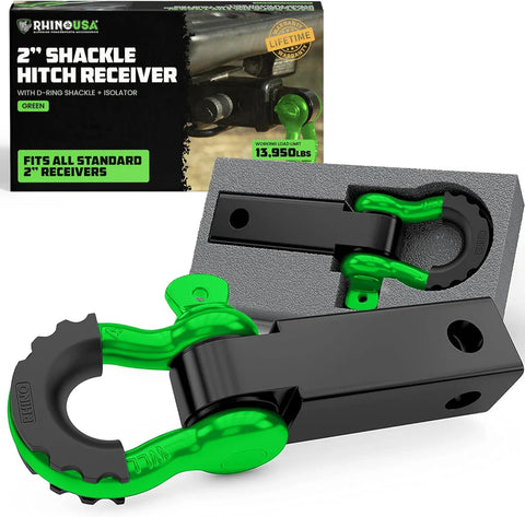 RHINO Shackle Hitch Receiver with D-Ring Shackle and Isolator