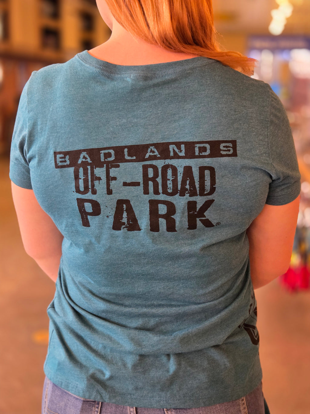 Badlands Teal V-Neck Hip T-Shirt