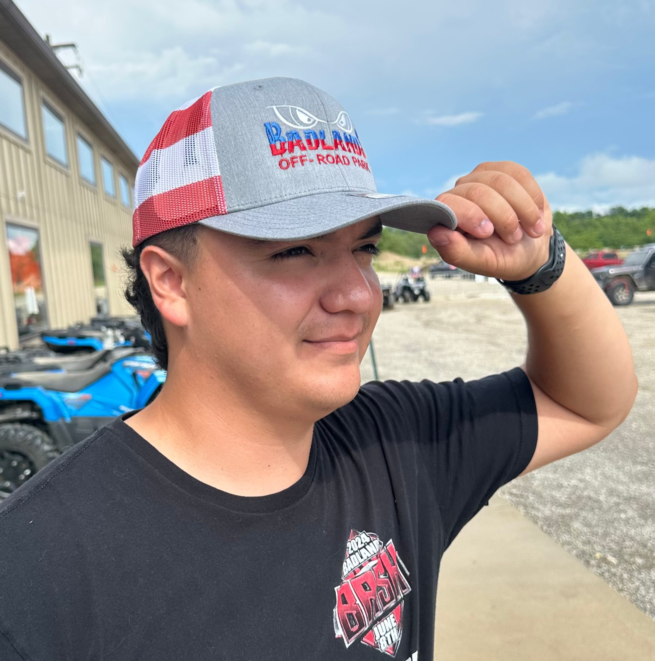 Badlands Grey/ American Flag Hat